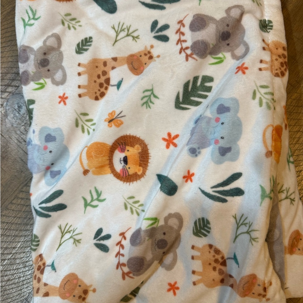 Toddler Baby Blanket with Gray and Multicolor Animal Print Soft And Warm - Picture 4 of 10